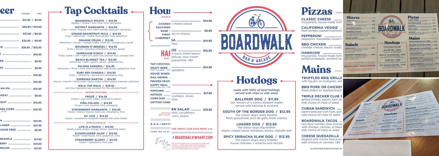 Boardwalk Bar & Arcade Menu