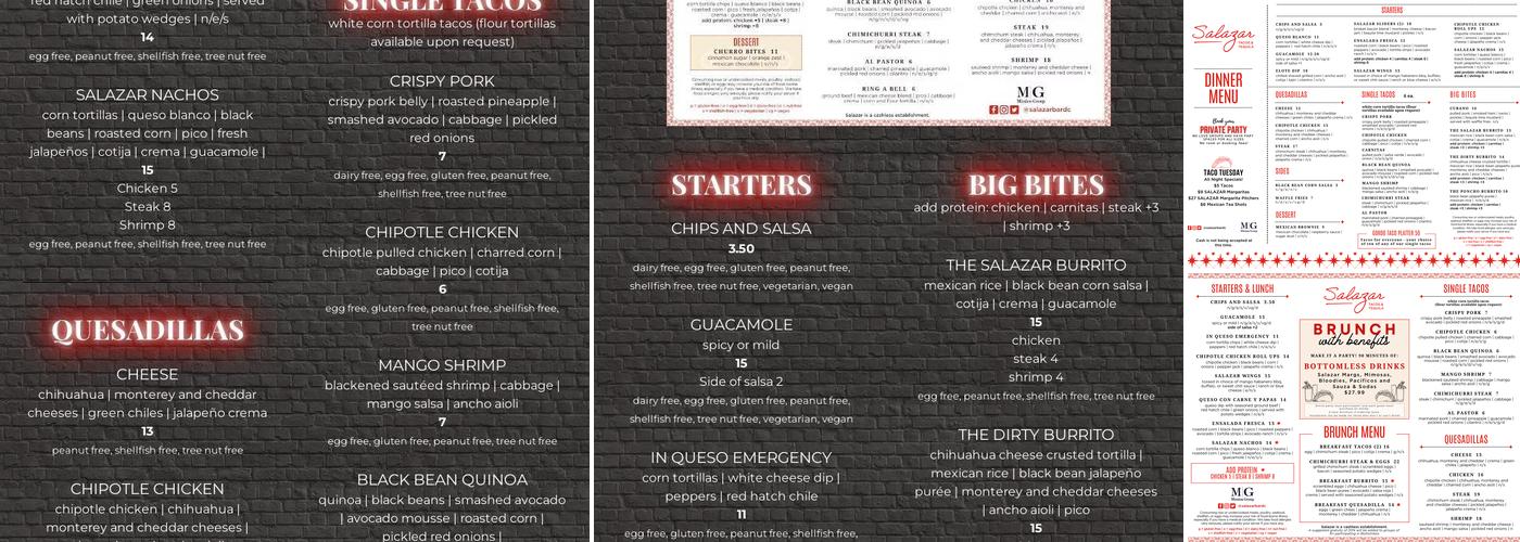 Salazar Menu