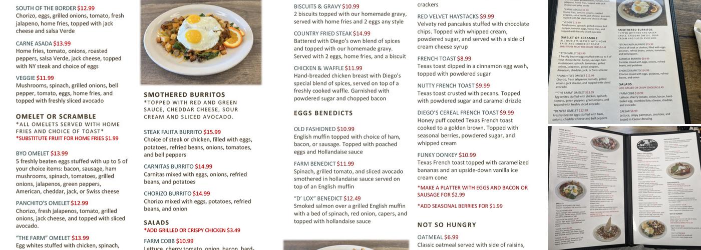 Diego's Farm Menu