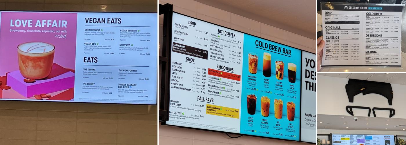 Gregorys Coffee Menu