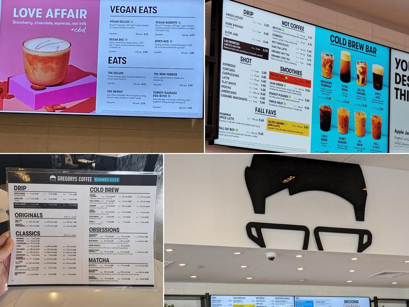 Gregorys Coffee Menu