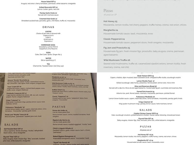 Coletta Menu