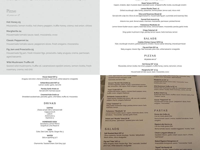 Coletta Menu