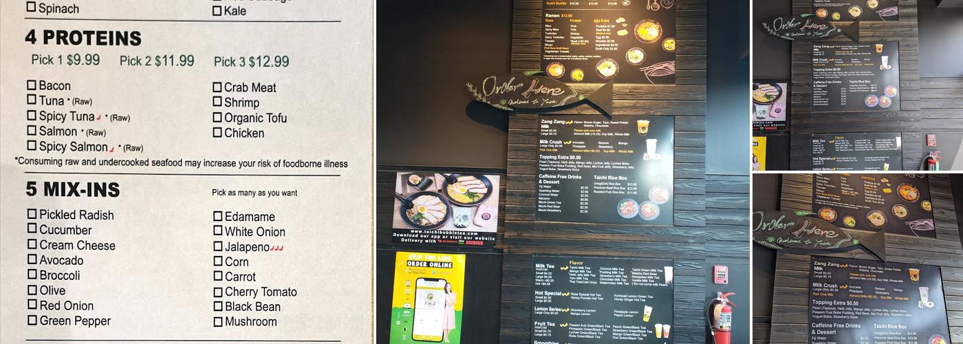 Taichi Bubble Tea - Ithaca Menu