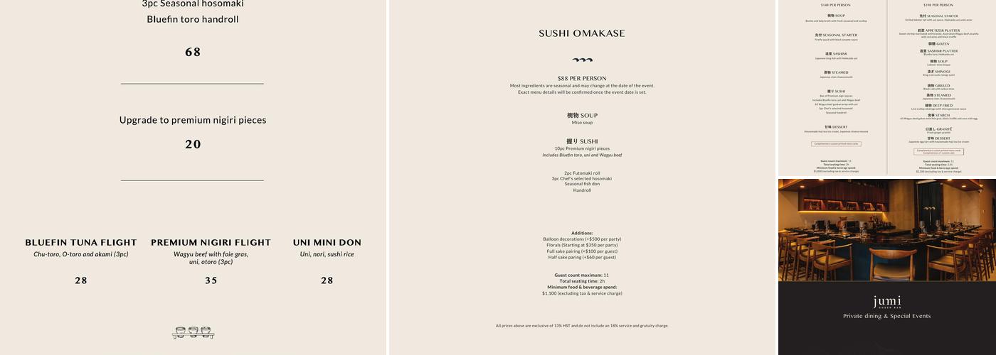 Jumi Gozen Bar Menu