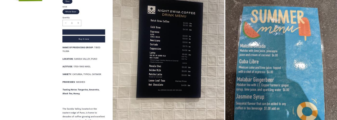 Night Swim Coffee - Legacy Union Menu