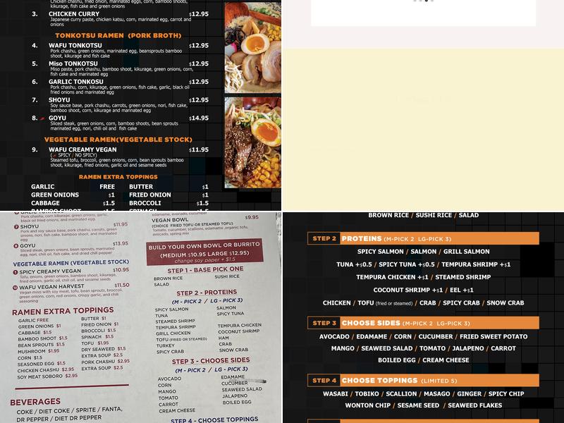 Wafu Menu