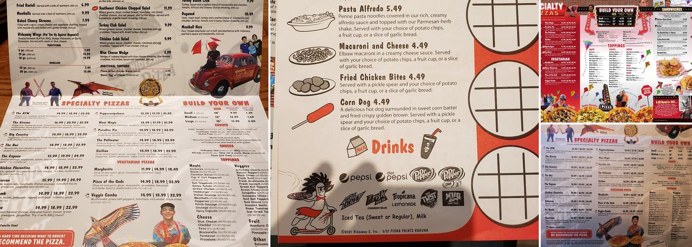 Hideaway Pizza Menu