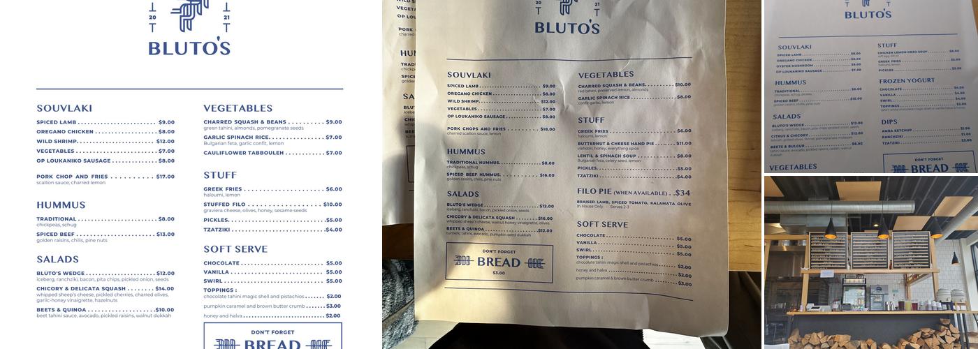 Bluto's Menu
