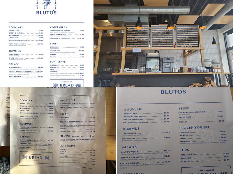 Bluto's Menu