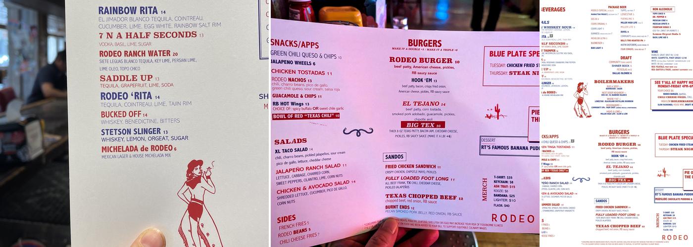 Rodeo Bar Menu
