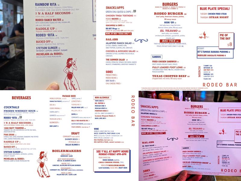 Rodeo Bar Menu