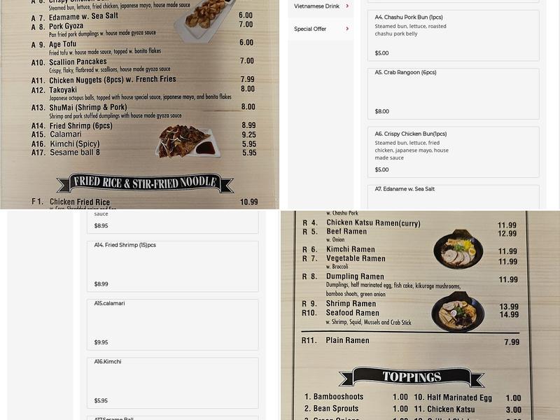 Naruto Ramen Menu