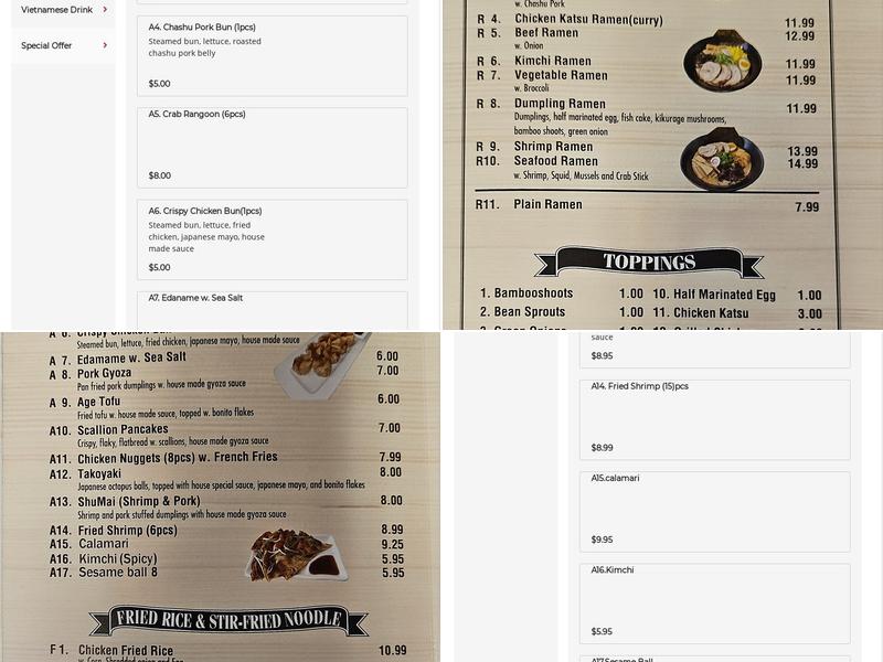 Naruto Ramen Menu