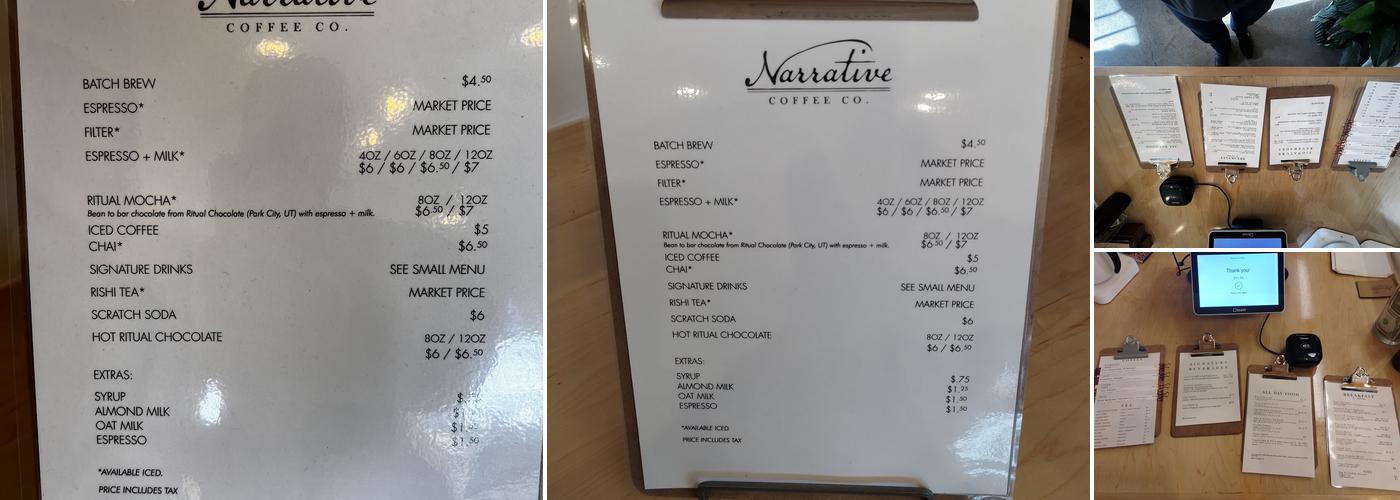 Narrative Coffee Menu