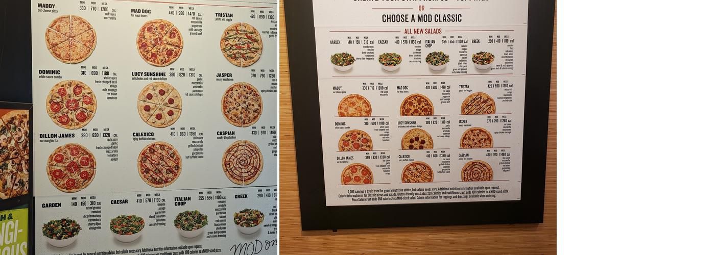MOD Pizza Menu