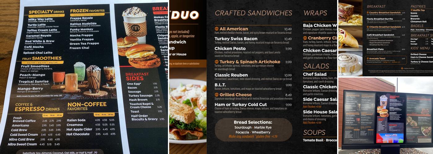 Mokas Coffee & Eatery Menu