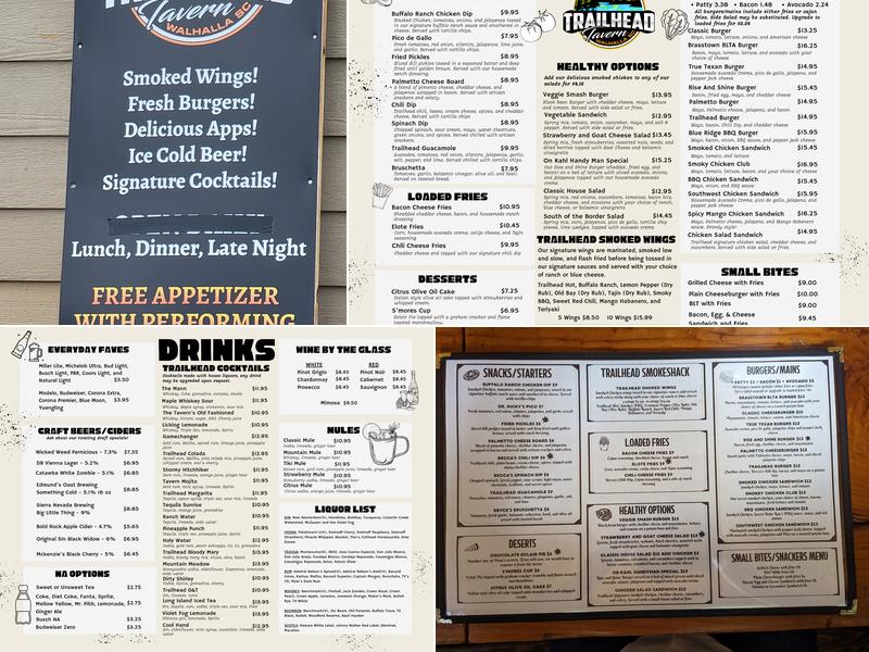 Trailhead Tavern Menu