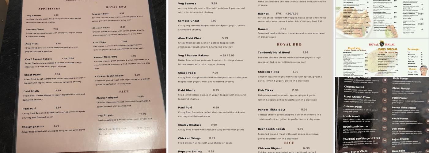 Royal Halal Menu