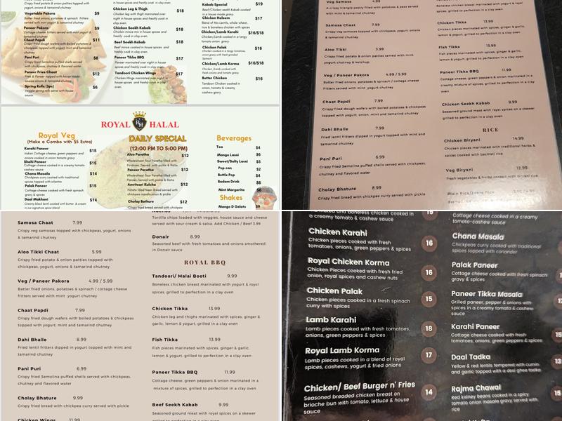 Royal Halal Menu