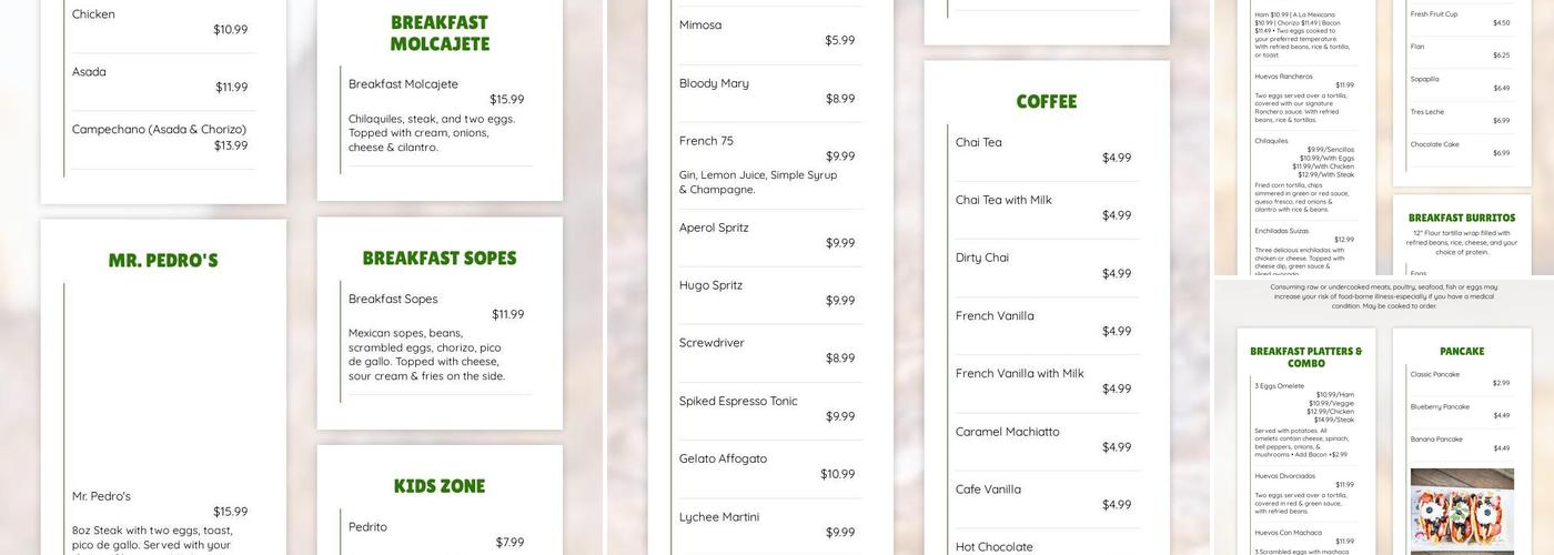 Pedro's Tacos & Tequila Bar (Gulf Breeze) Menu