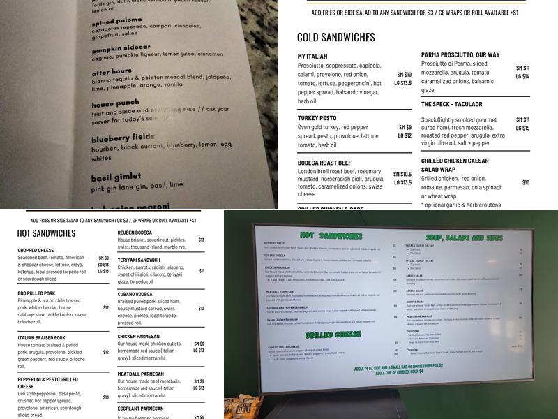 Bodega on Smith Menu