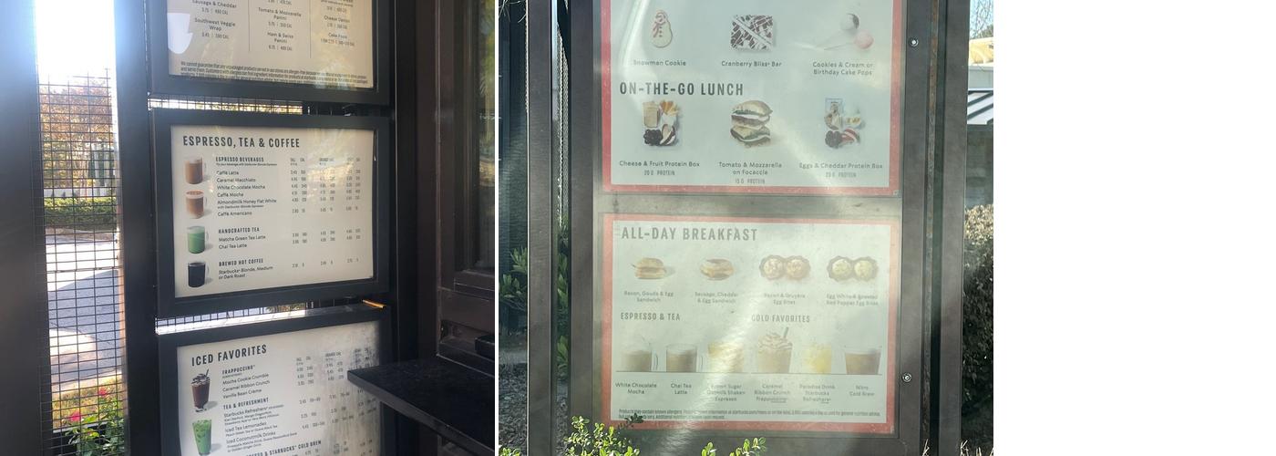 Starbucks Coffee Company Menu