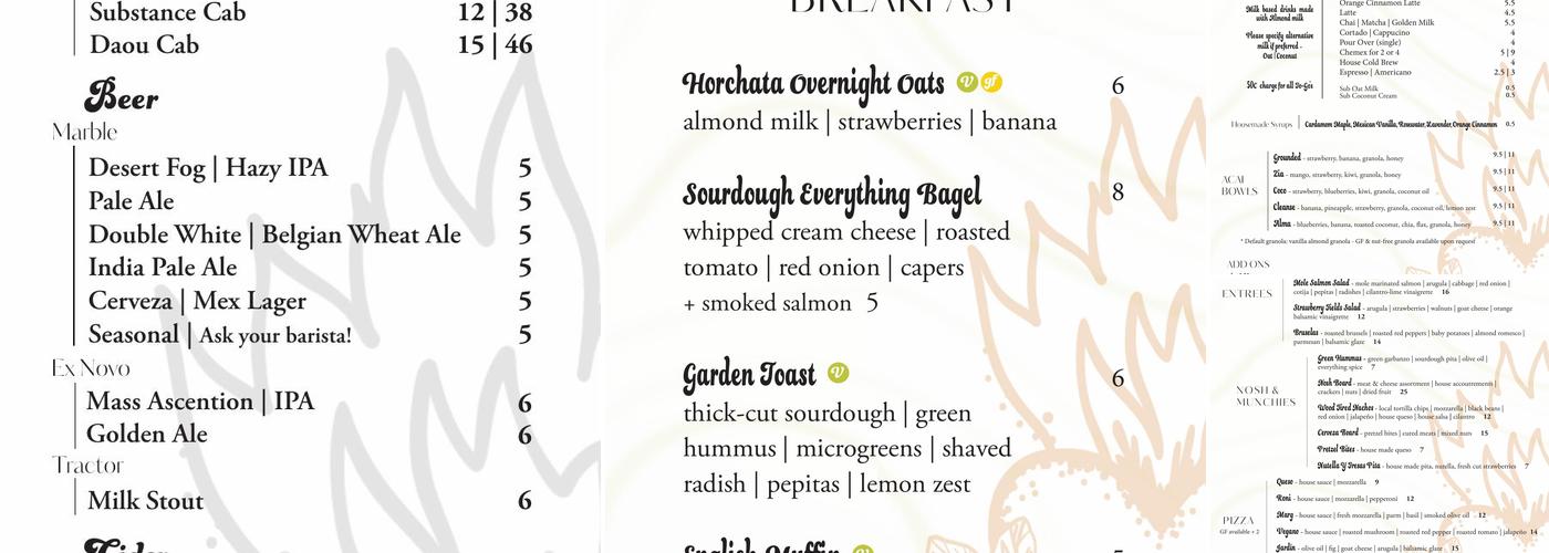 Grounded Cafe Menu