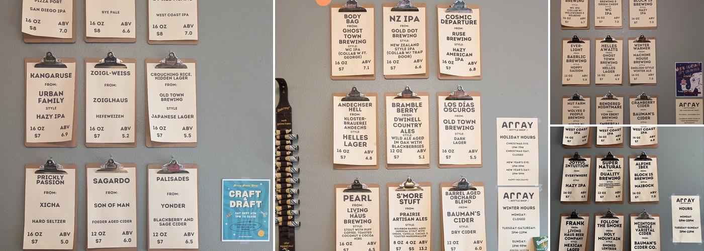 Array Bottle Shop Menu