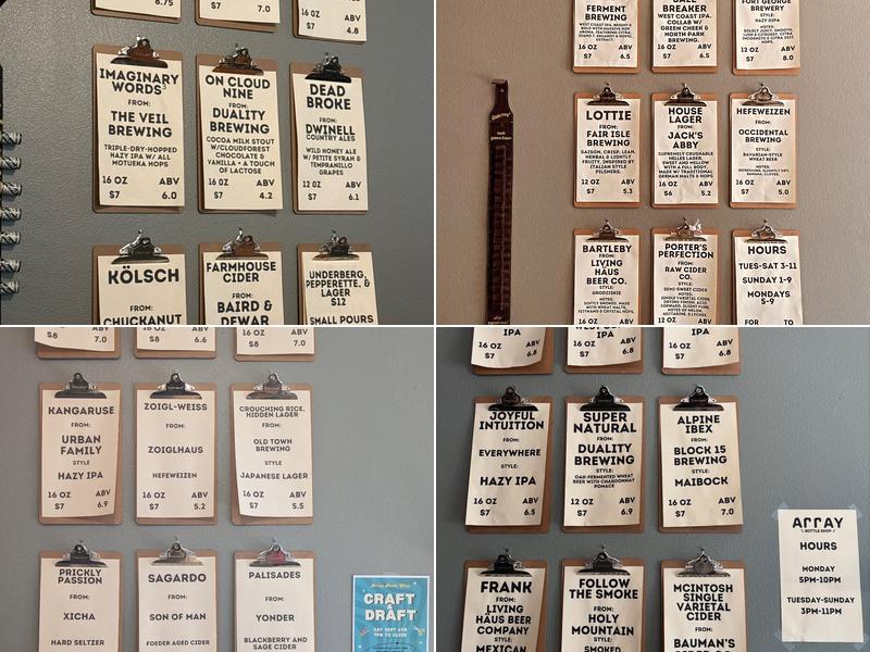 Array Bottle Shop Menu