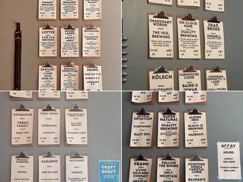 Array Bottle Shop Menu