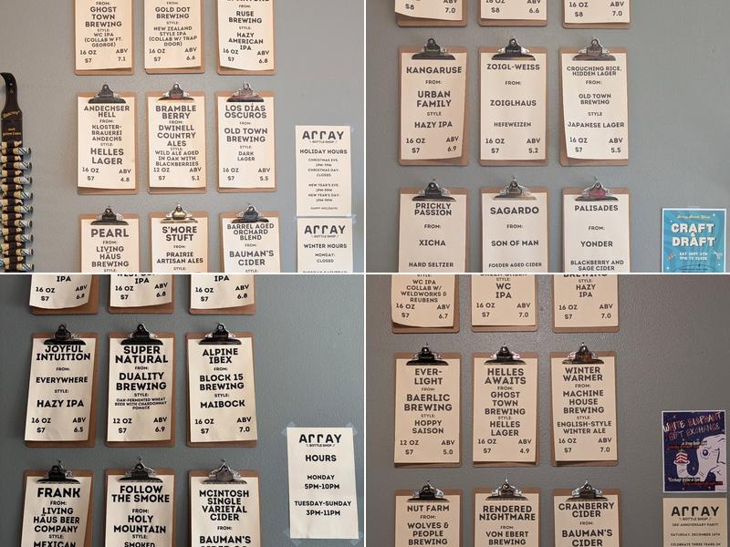 Array Bottle Shop Menu