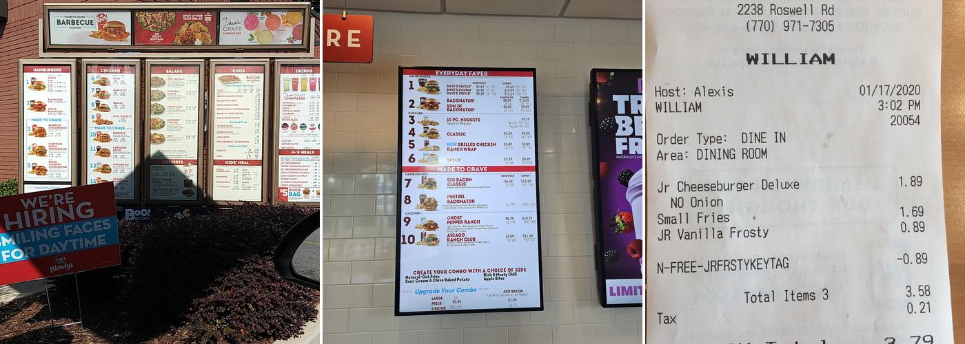 Wendy's Menu