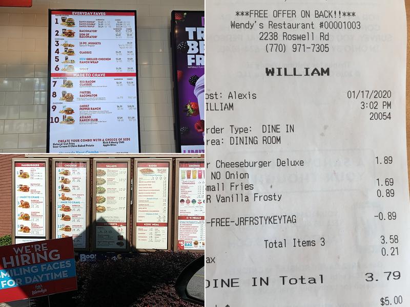 Wendy's Menu