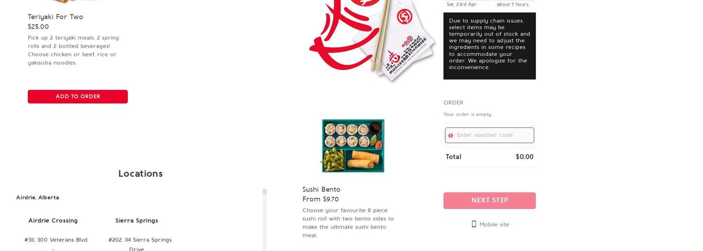 Edo Japan - Chetwynd - Grill and Sushi Menu