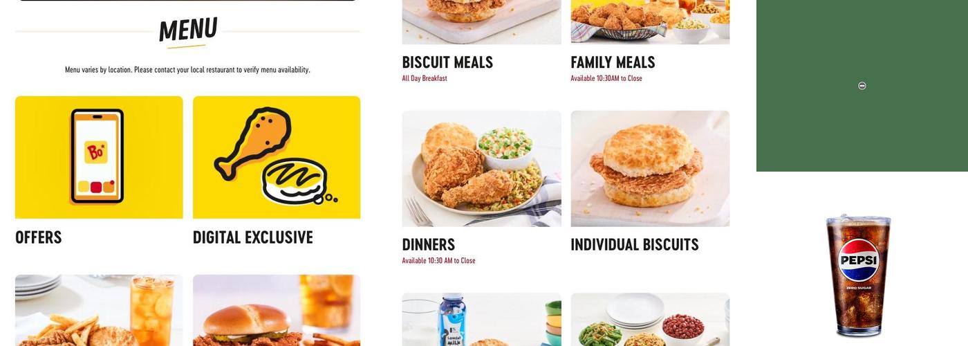 Bojangles Menu