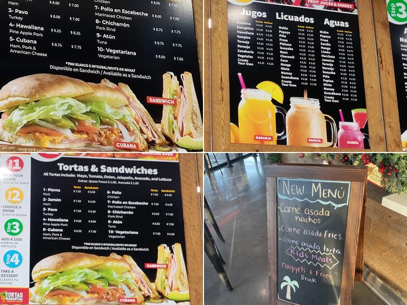 Tortas Manantial Menu