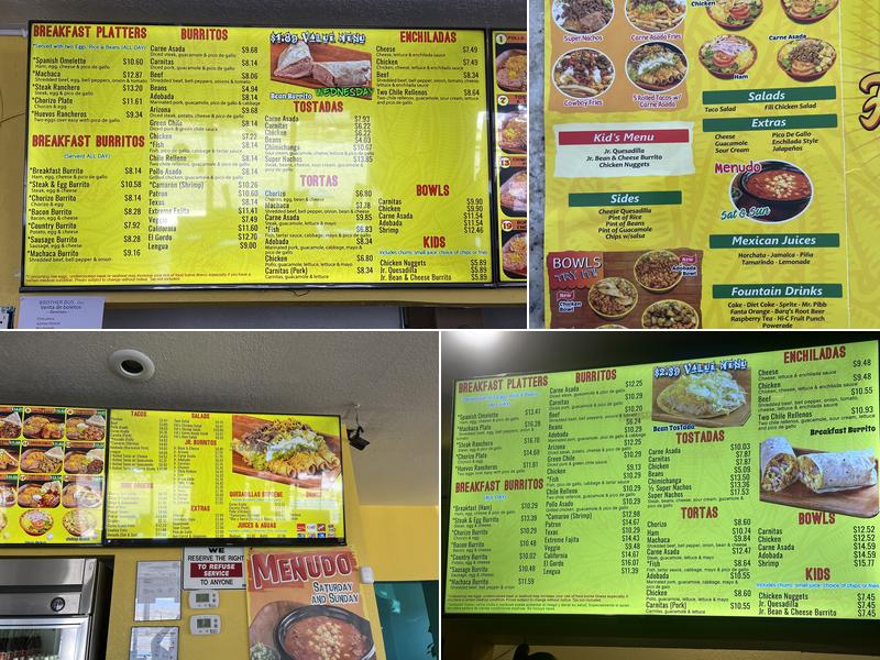 Filiberto’s Mexican Food Menu