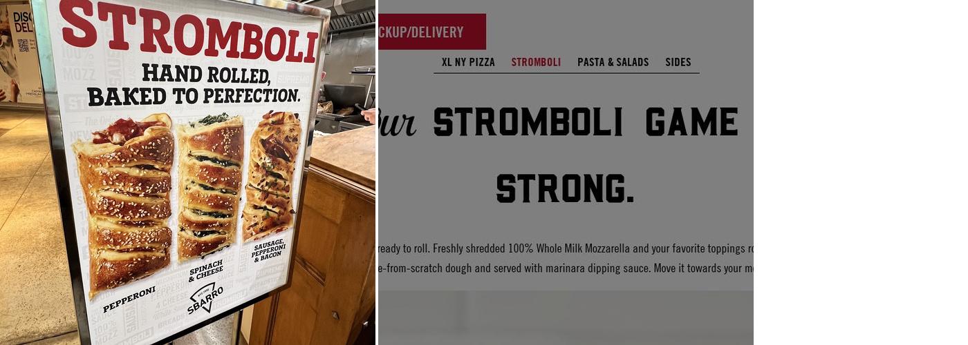 Sbarro Menu