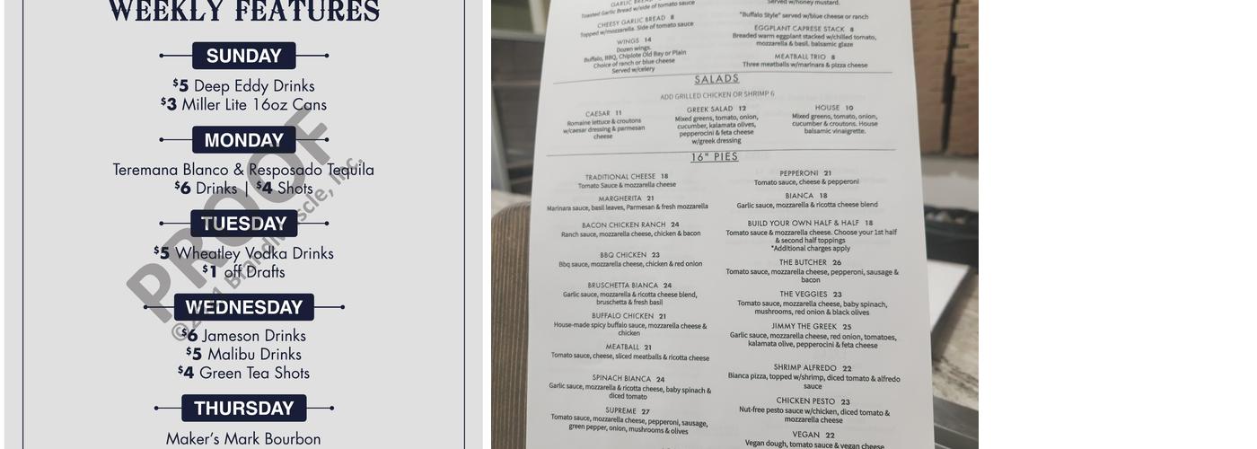 Coastal Taproom Menu