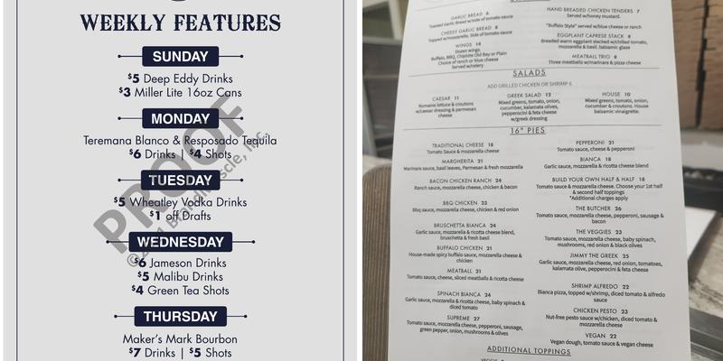 Coastal Taproom Menu