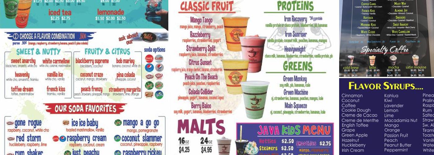 Java Espress Menu