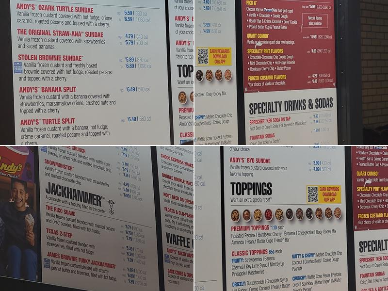 Andy's Frozen Custard Menu