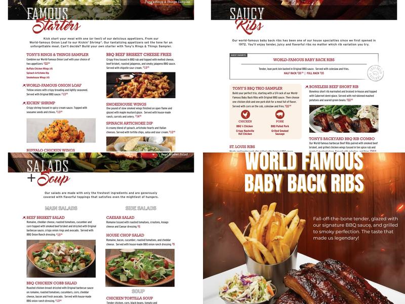 Tony Roma's Menu