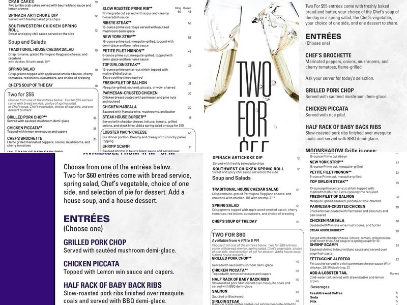 Moon Shadow Grille Menu