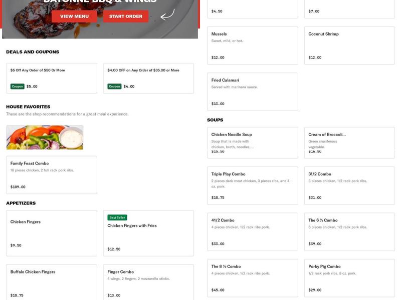 Bayonne BBQ & Wings Menu