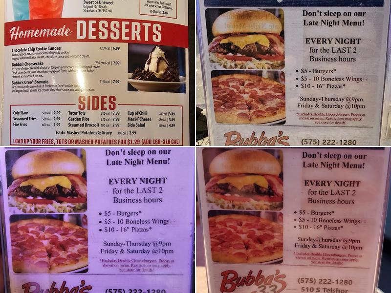 Bubba's 33 Menu