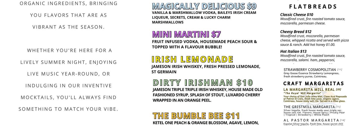 The Gristmill Menu