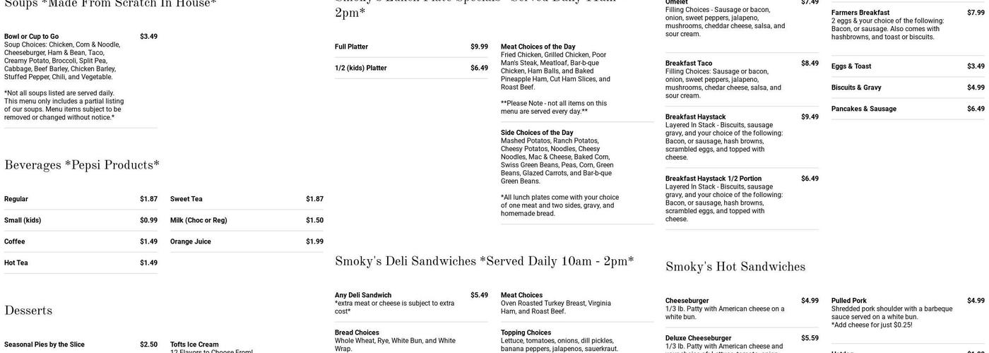 Cornerhouse Cafe Menu