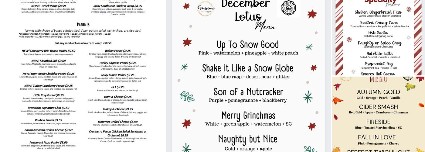 PC Provisions Menu
